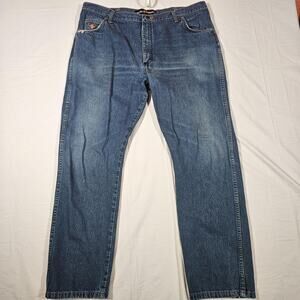 Wrangler FR Jeans Mens 42x32 Blue Medium Wash Regular Fit Flame Resistant Denim